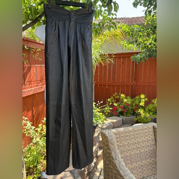 Vintage Pants - Vintage Black Straight Leg Leather Pants